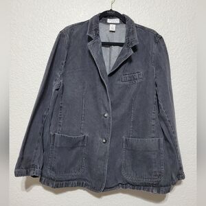 Covington Grey Denim Jean Button Up Long Sleeve Jacket Plus Size Women's 18
